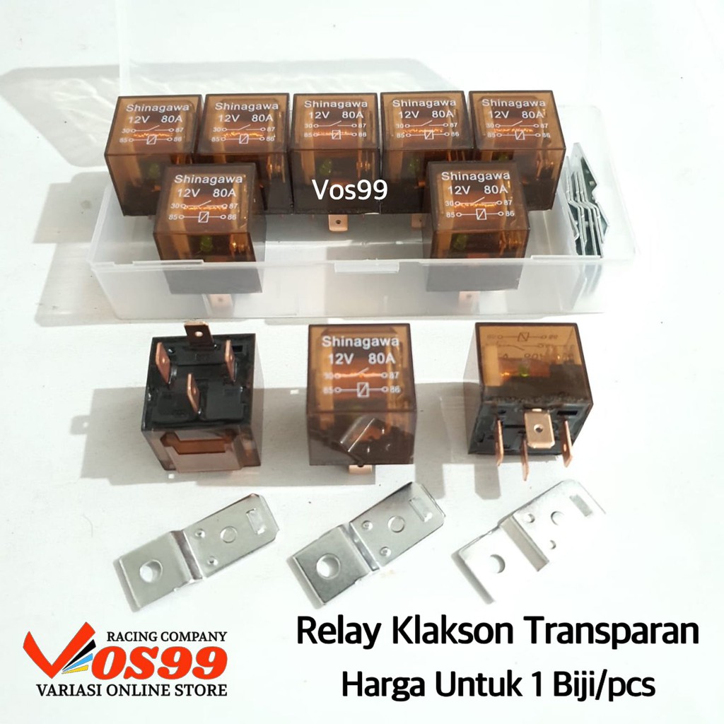 RELAY KLAKSON TRANSPARAN 4 PIN 12V - 80A