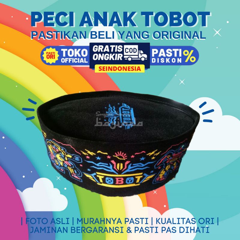 Peci Anak laki-laki Hitam Karakter kartun Tobot Murah | SONGKOK BAGINDA