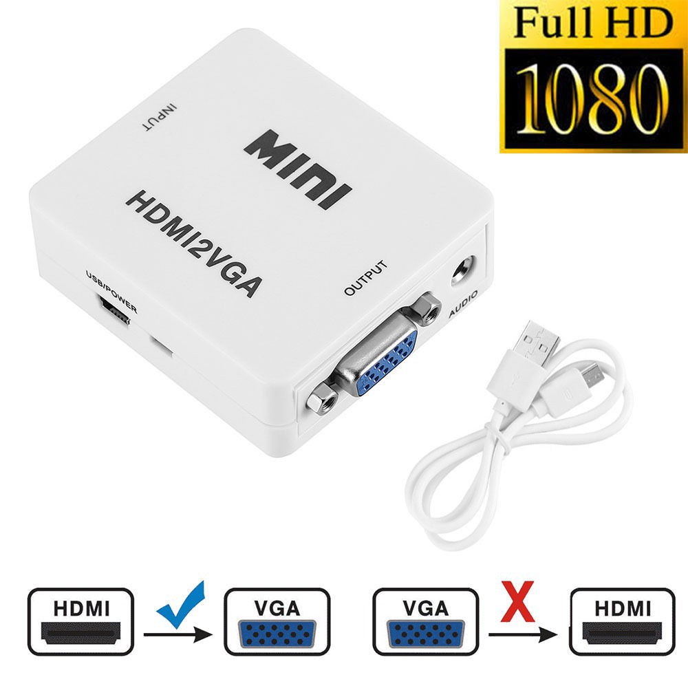Mini HDMI to VGA Converter With Audio HDMI2VGA 1080P Adapter Connector