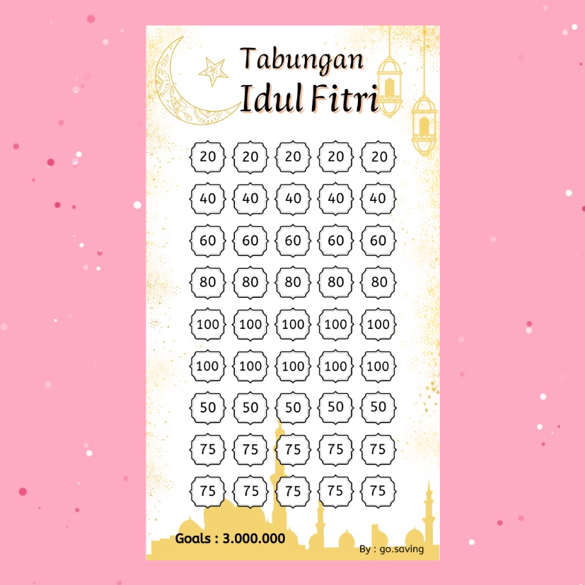 

Tabungan Hari Raya Idul Fitri / Binder Tabungan Lebaran A6 / Saving Challenge / Tantangan Menabung / Binder A6