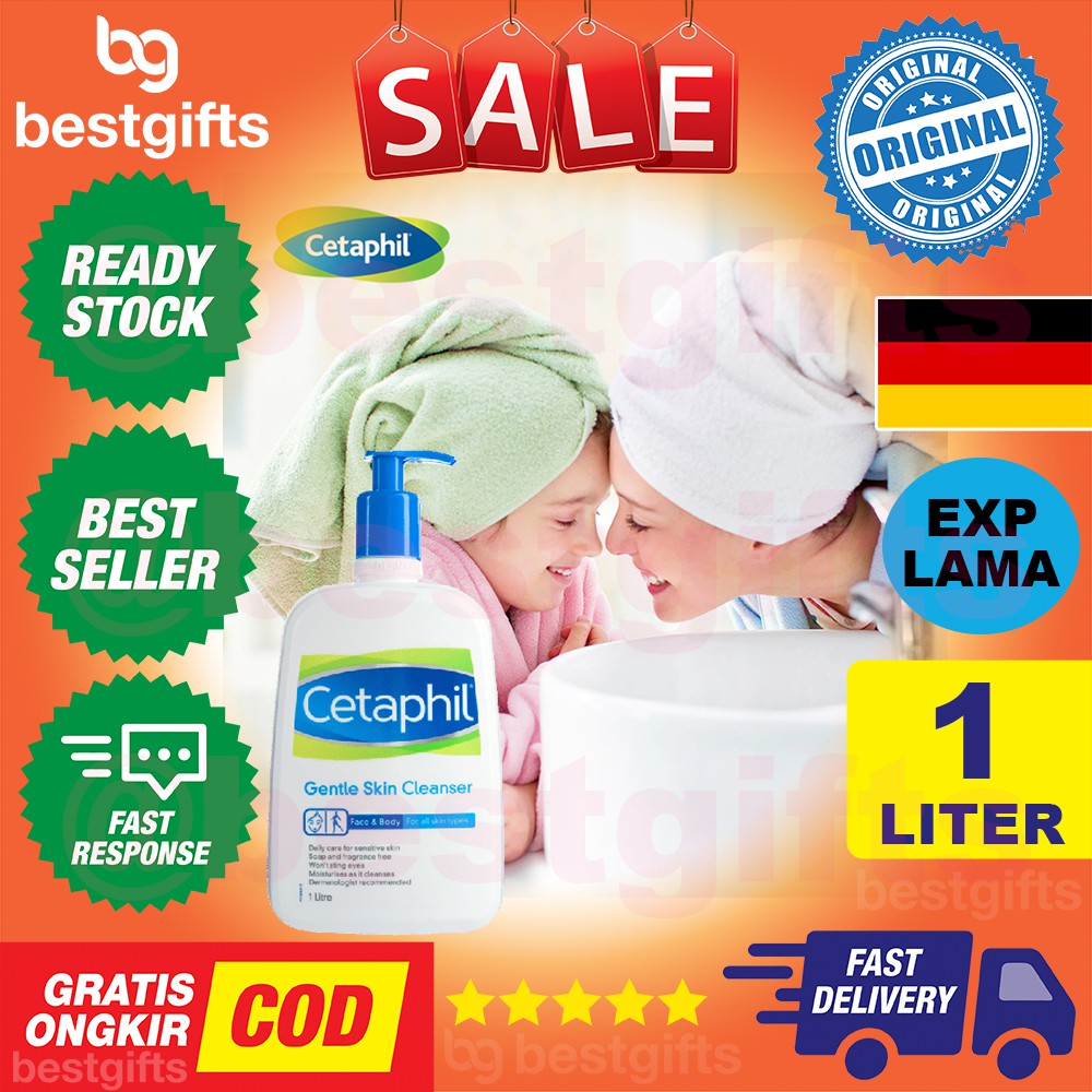 CETAPHIL GENTLE SKIN CLEANSER FOR FACE BODY ALL SKIN TYPES PEMBERSIH WAJAH SEMUA JENIS KULIT 1 LITER