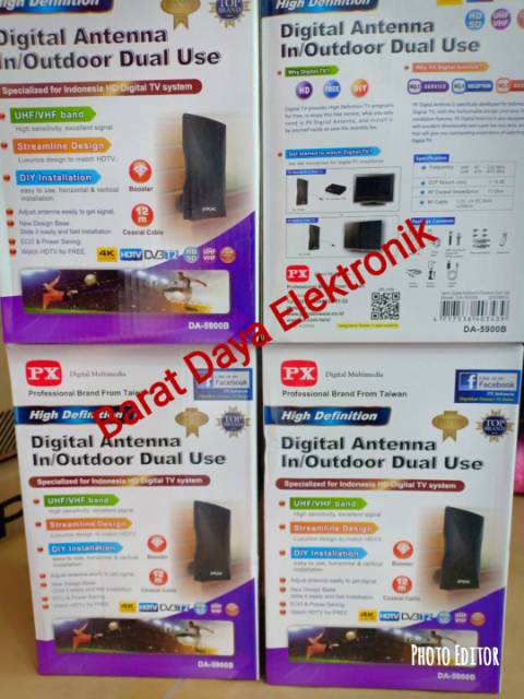 Antena PX DA-5900B Digital Analog Antena TV + Kabel 12 Mtr Booster Indoor/Outdoor