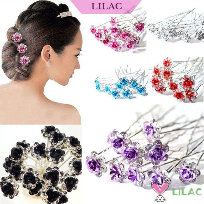 Dekor | Lilac 20Pcs Jepit Rambut Motif Bunga Untuk Pernikahan / Tunangan