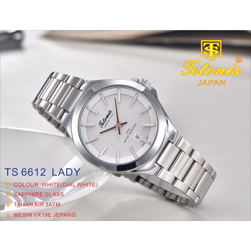 Jam Tangan Wanita Tetonis Original 6612 Kaca Saphire Anti Gores Garansi Resmi 1 Tahun Gratis Ongkir Cod