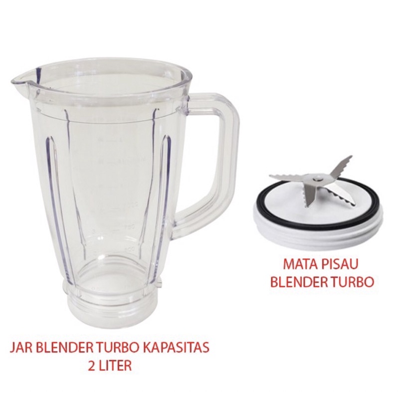 Jar Plastik Blender Turbo kapasitas 2L dengan mata pisau blender turbo