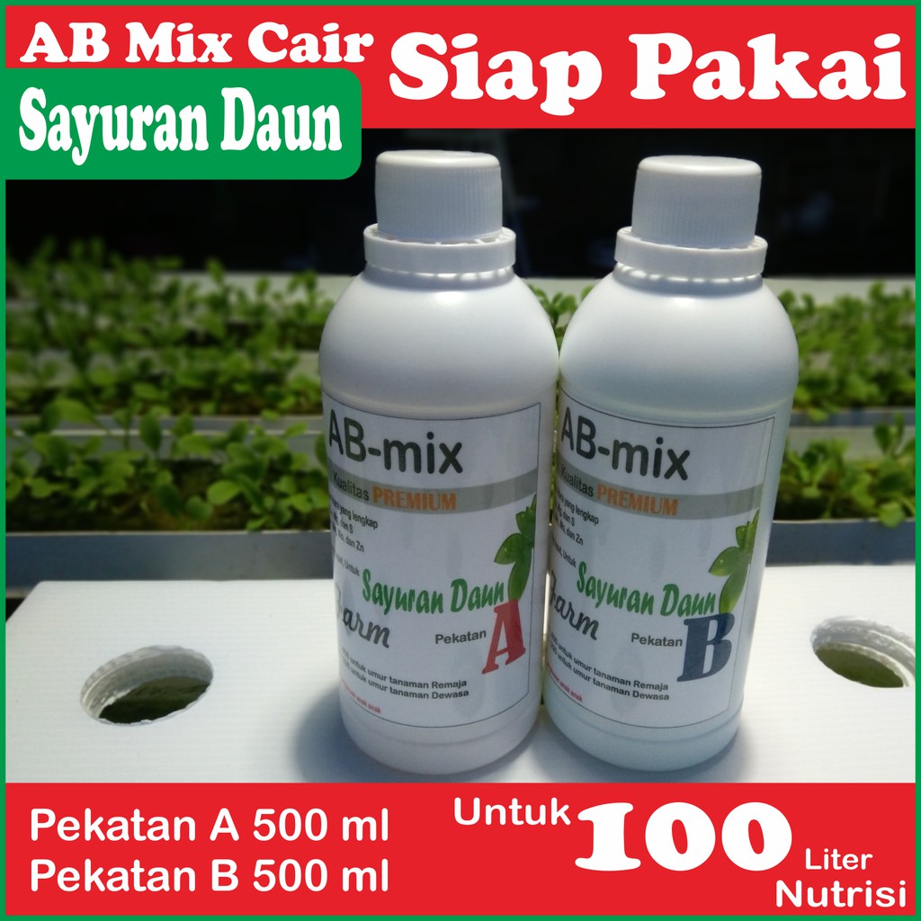 AB Mix 500 ml Cair Pupuk Nutrisi Hidroponik Sayuran Daun