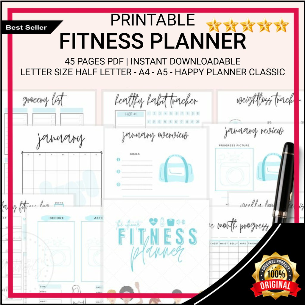 

Fitness Planner Printable, Healthy Health and Fitness, Workout Planner, Fitness Journal