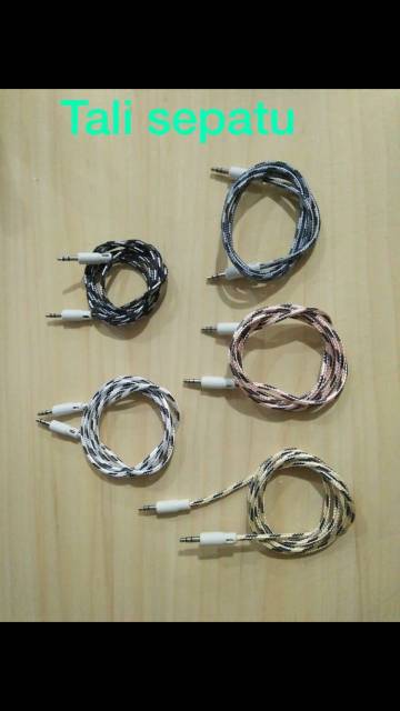 KABEL SAMBUNGAN AUDIO AUX MURAH 1in1 BAHAN SERAT TALI SEPATU AUX AUDIO CABLE JACK TO JACK TAKU SEPATU