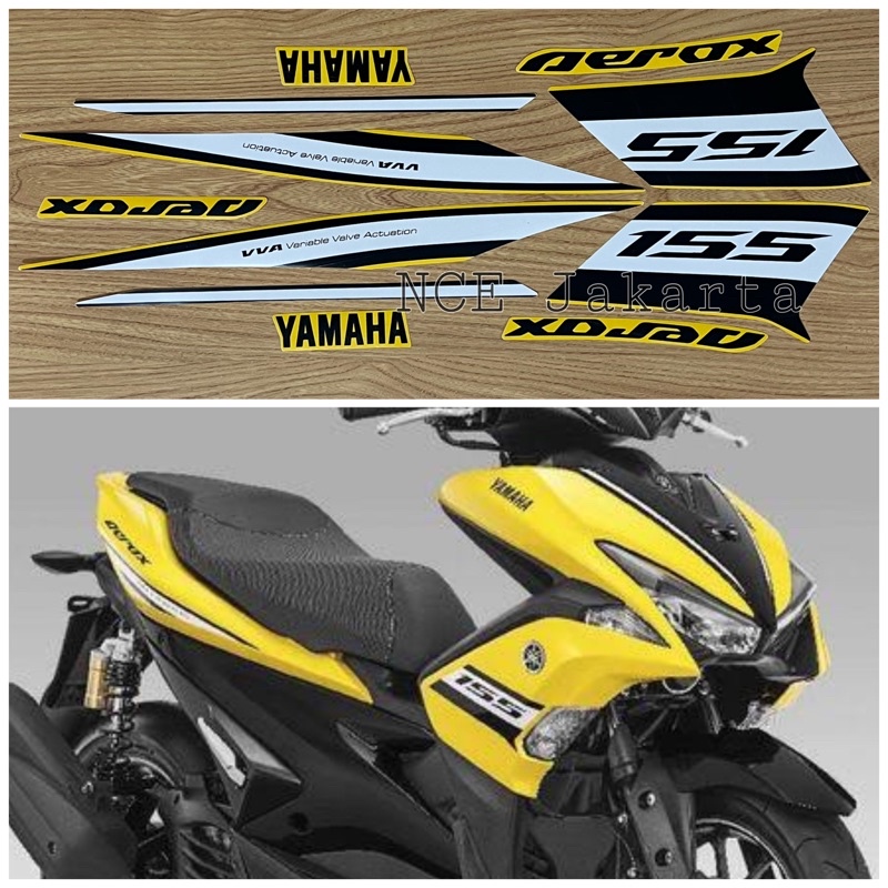 STIKER STRIPING MOTOR AEROX 2018 KUNING LIS PUTIH