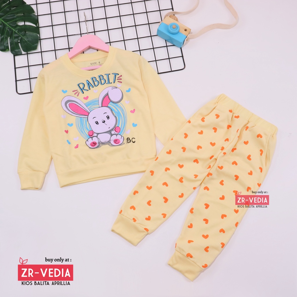 Setelan Chava uk 3-4 Tahun / Set Lengan Panjang Anak Perempuan Baju Tidur Premium Cotton Tebal