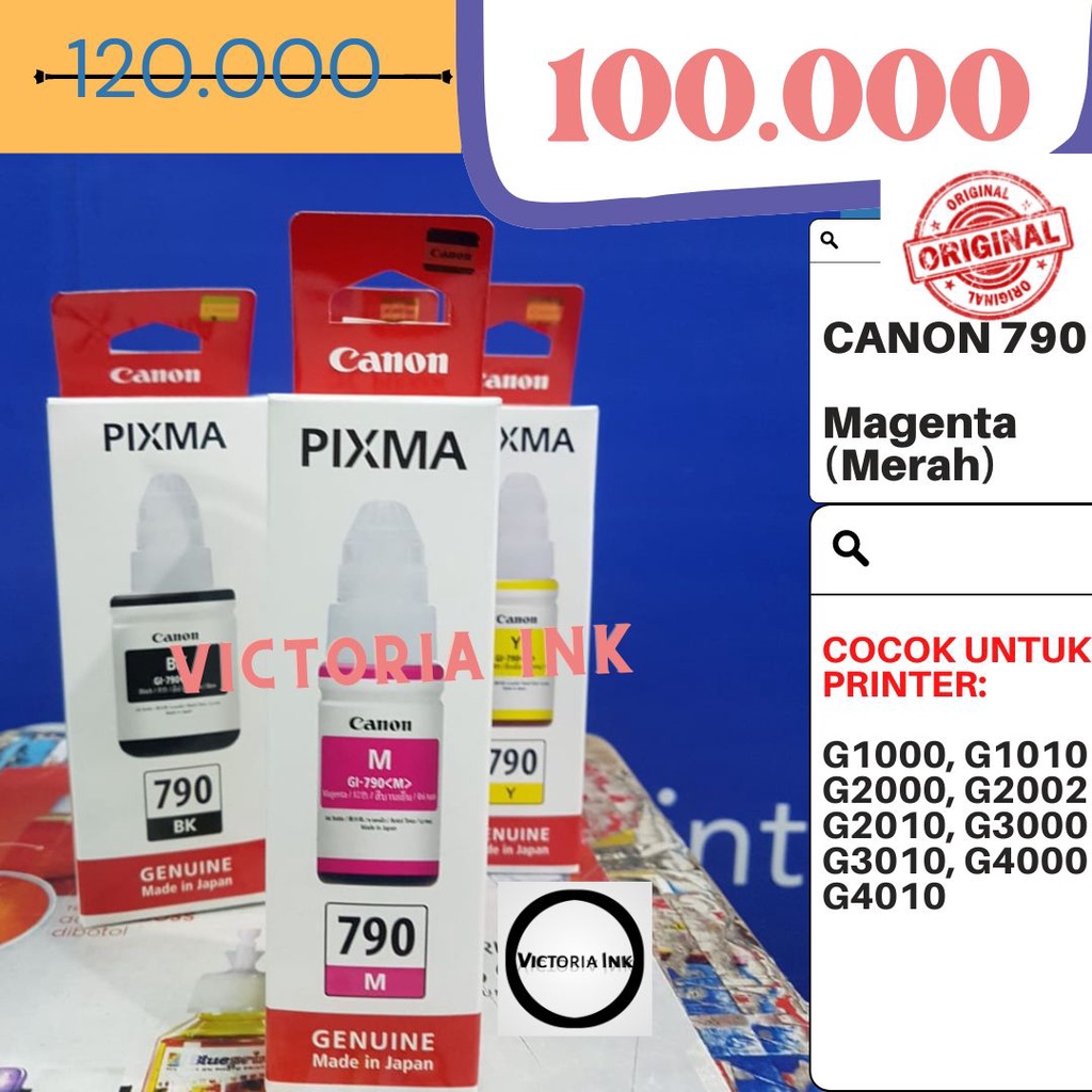 Tinta Canon 790 Canon Pixma 790 Tinta untuk G1000 G1010 G2000 G2002 G2010 G3000 G3010 G4000 G4010 790 Original