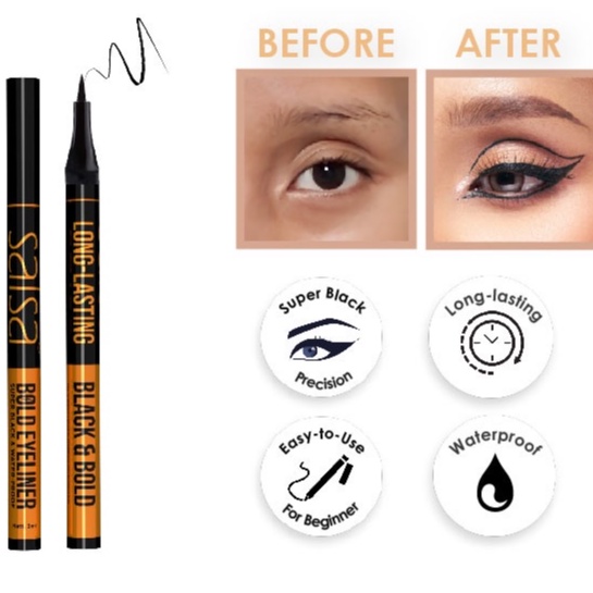 SALSA Master Eyeliner | 2in1 Hyperlash Waterproof Mascara + Eye Liner - Liquid