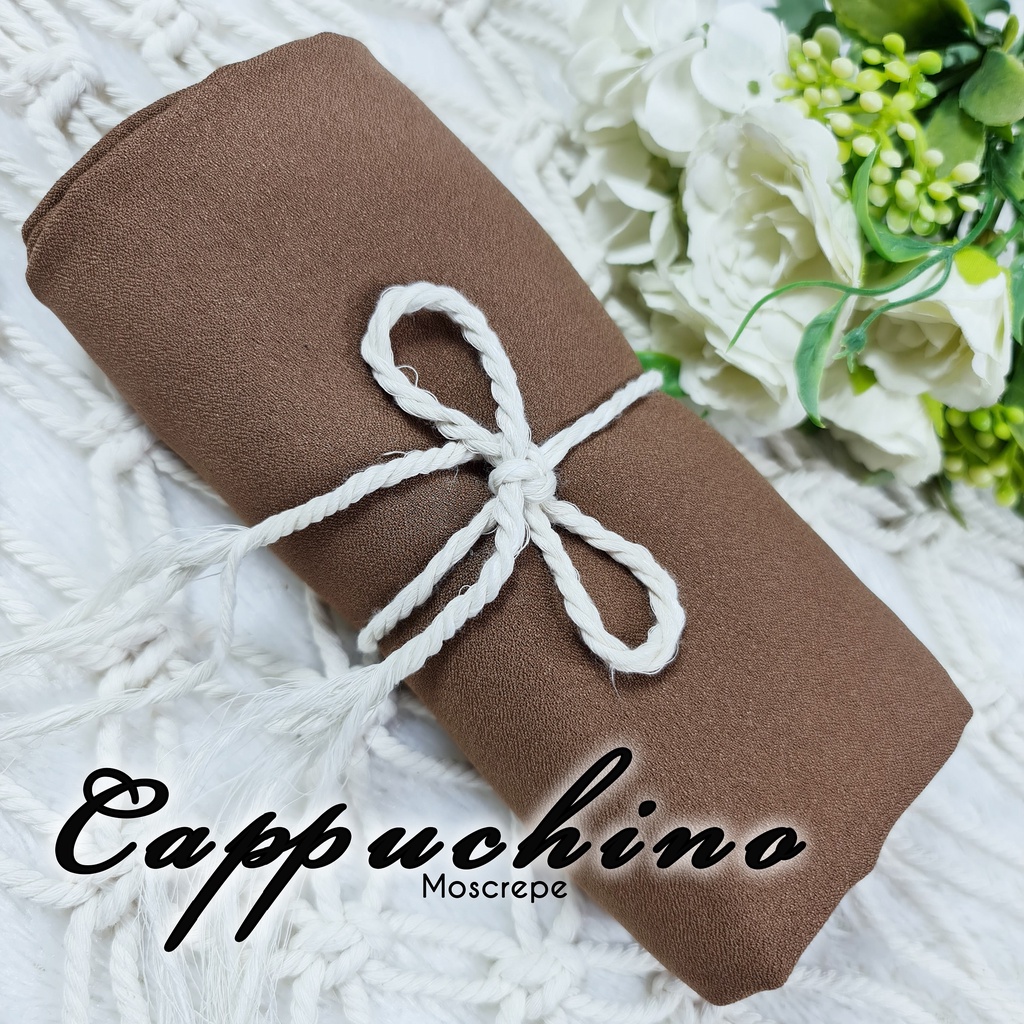 Jilbab instan khimar XL ped antem, belakang panjang segitiga hijab bergo,MOOSCREPE kerudung syar'i-KHIMAR XL CAPPUCHINO
