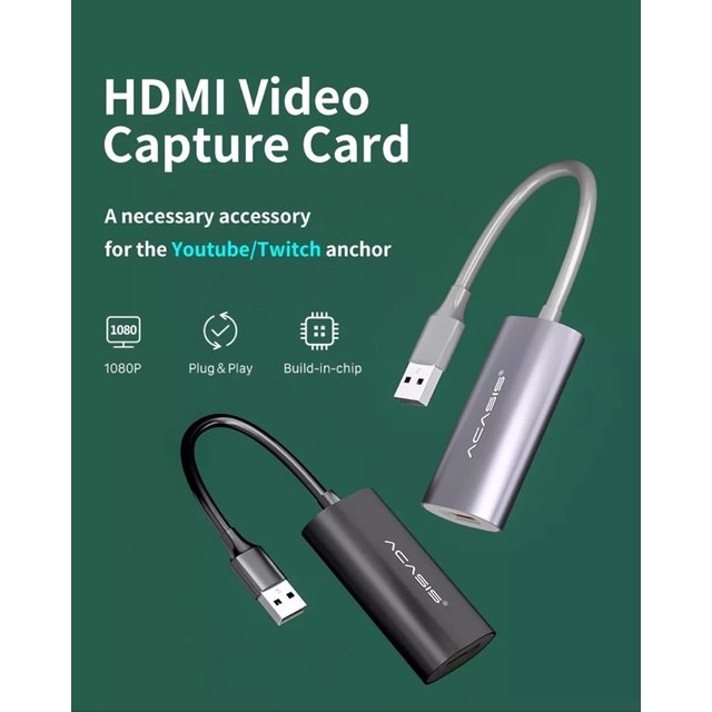 acasis video capture card 60 fps 1080p hdmi game capture live streaming obs vimix