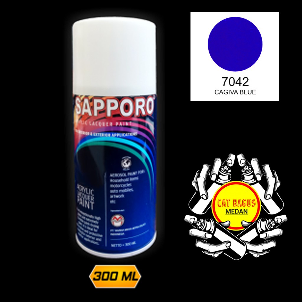 SAPPORO 7042 CAGIVA BLUE CAT SEMPROT 300 ML CAT MOTOR AEROSOL PYLOX BIRU MOVISTAR BLUE MOVIESTAR MET