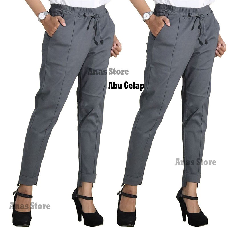 BAGGY PANTS TWILL COMBED PREMIUM GRADE A WANITA ( HALUS DAN TEBAL ) UKURAN STANDAR, JUMBO DAN L5