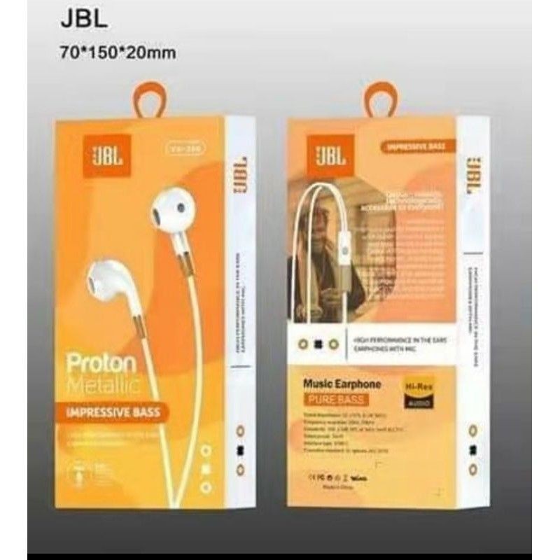 HEADSET J VA-258 IMPRESSIVE BASS HANDSFREE EARPHONE J VA258 PROTON METALIC PURE BASS