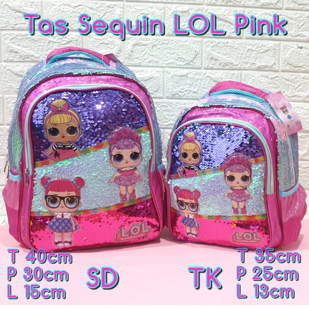 Tas Sekolah Anak TK dan SD Model Sequin Usap Gambar Unicorn LOL Frozen Tas Ransel Import Anak Perempuan TK dan SD