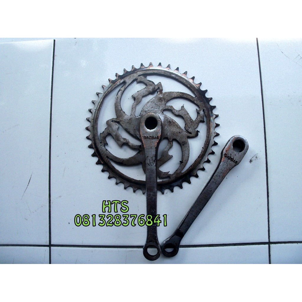 GEAR GAZELLE belum croom - CRANK GAZELLE - GEAR SEPEDA ONTHEL GAZELLE - CRANK ONTHEL GAZELLE