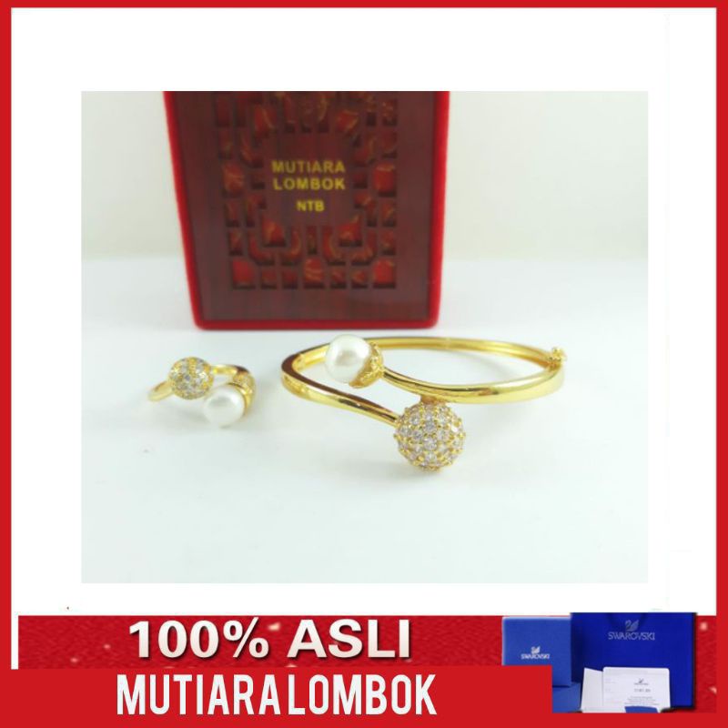 set perhiasan gelang cincin mutiara lombok asli mutiara air tawar mutiara lombok jewellery pearl
