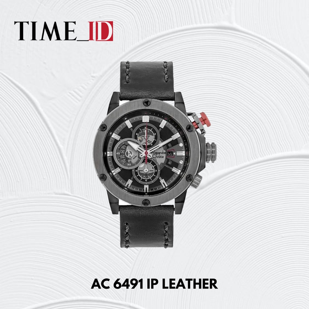 Jam Tangan Alexandre Christie AC 6491 BLACK LEATHER PRIA