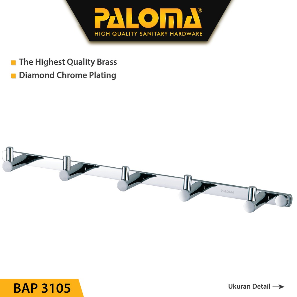 PALOMA BAP 3105 Kapstok Gantungan Baju Handuk Rak Hanger Mandi 5 Kait