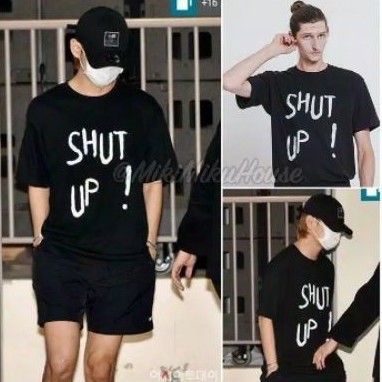 (COD) Kaos Kpop BTS BT21 Shut Up Kim taehyung