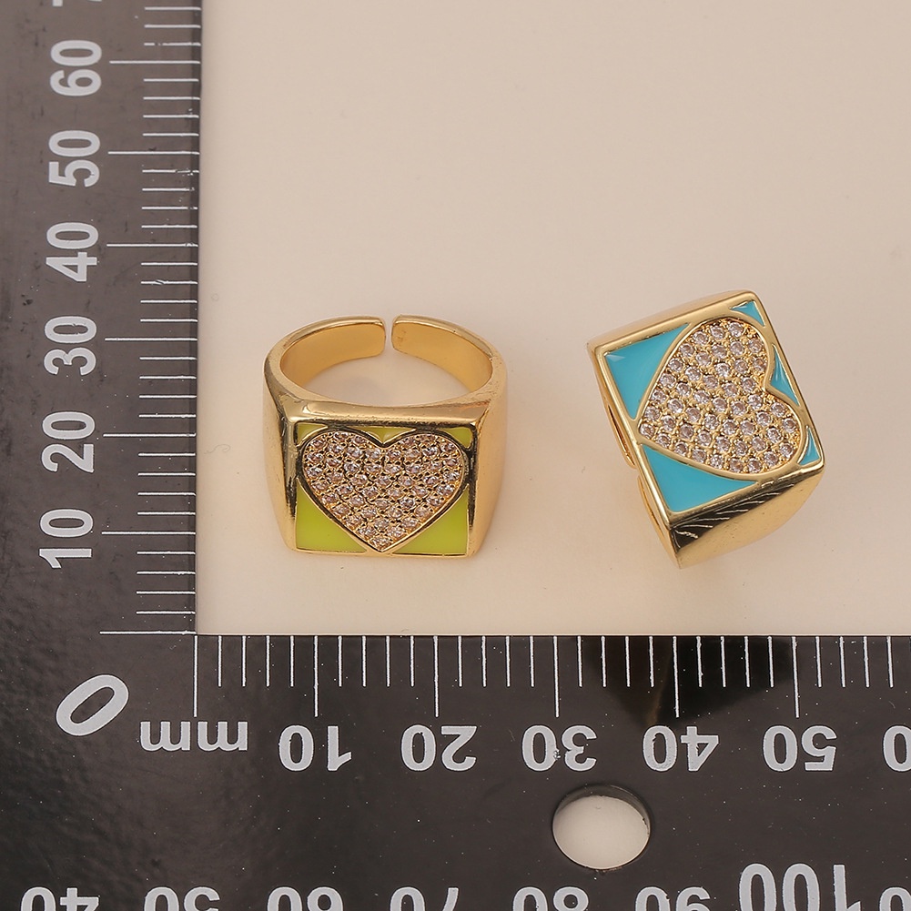 Baru Hati berbentuk cinta cincin square lebar versi hip hop perhiasan tangan pembukaan adjustable ek