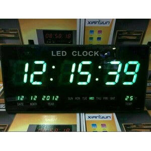 JAM Digital LED Meja/Dinding XY-4622 Angka Mnyala Wrna Hijau Uk Besar.