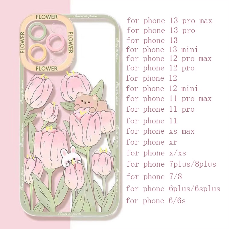 Soft Case Silikon TPU Transparan Motif Bunga Untuk IPhone 14 13 12 Pro Max 11 8 7 6S Plus XS XR X Mini