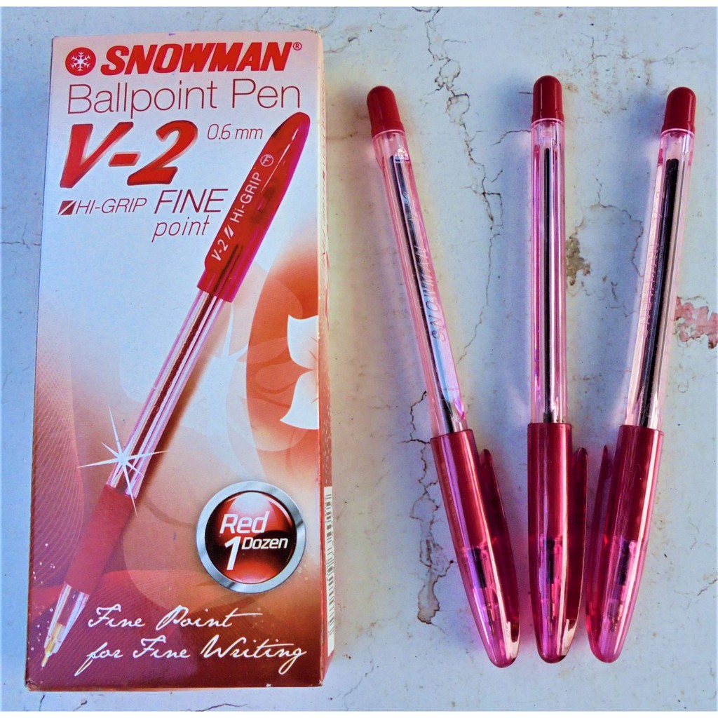 

Pulpen Tutup Snowman V-2 Hi-Grip Merah 1 Biji
