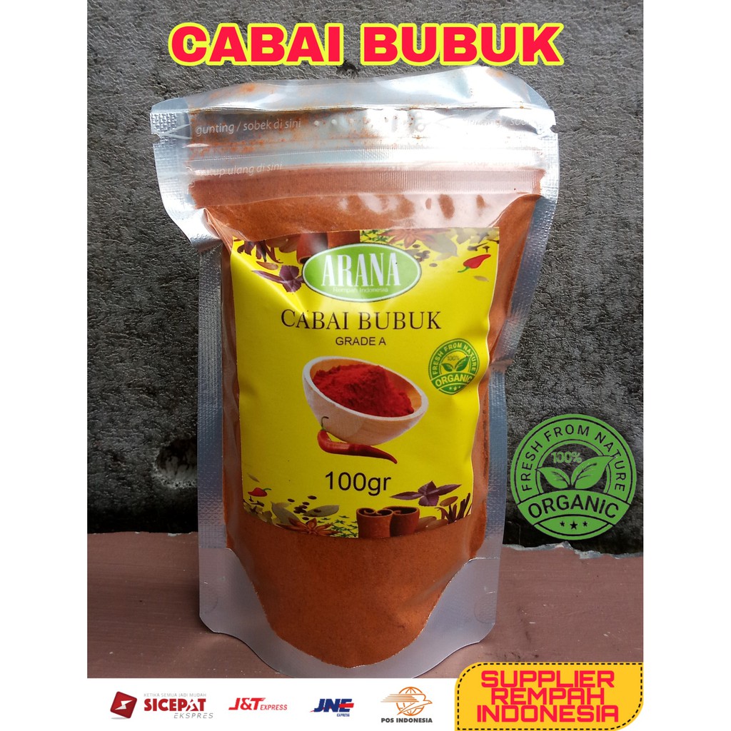 

Cabai Bubuk Eksport 100gr Grade A | 100% murni Kemasan Klip ziplock