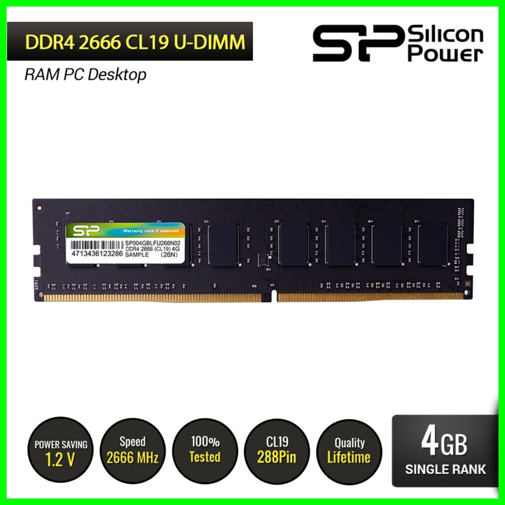 Silicon Power DDR4 2666MHz CL19 4GB UDIMM RAM PC Desktop - RAM 4GB