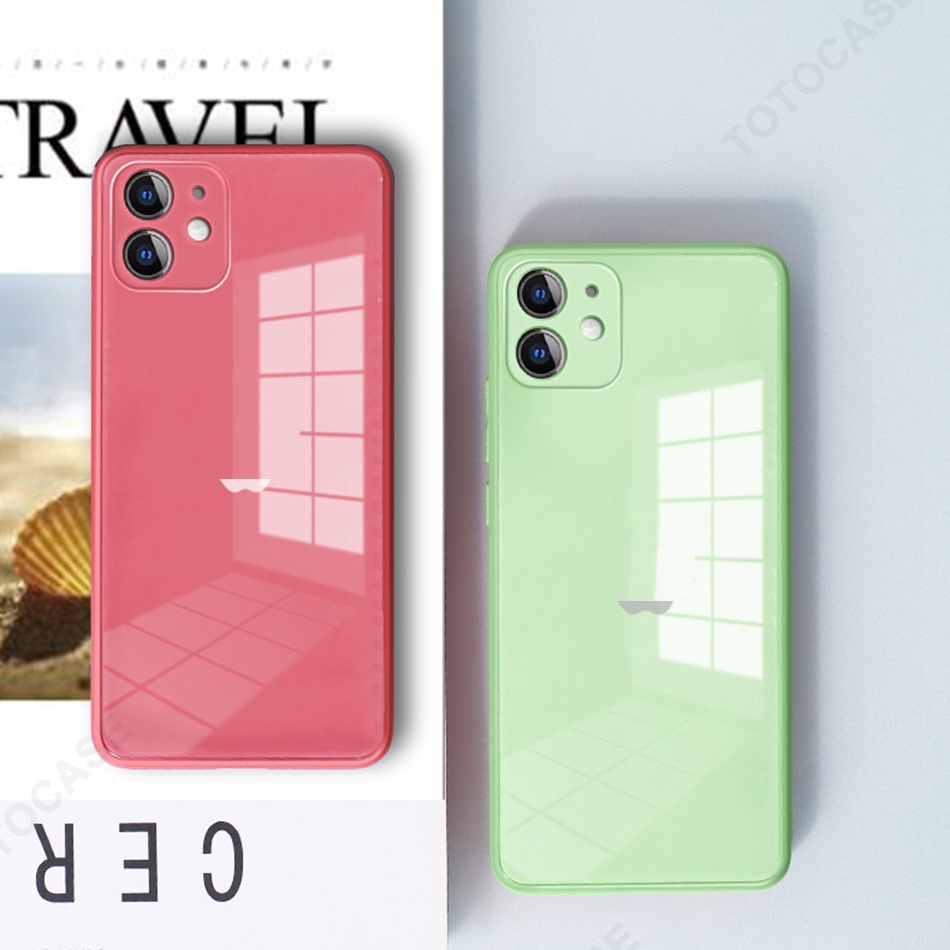 Hard Case Kaca Motif Logo Apple Untuk Iphone 11 12 Pro Max 6 6s 7 8 Plus X Xs Xr Xsmax Se 2020