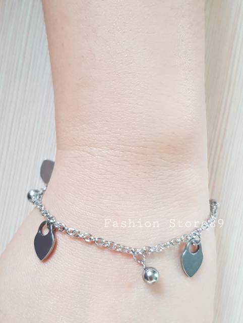 Gelang rantai jurai motif titanium white gelang fashion titanium gantungan gelang kaki titanium