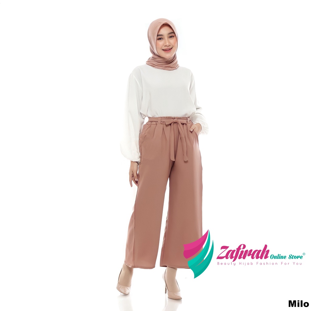 Celana Wanita Kulot Panjang Bahan Moscrepe Pinggang Karet-3