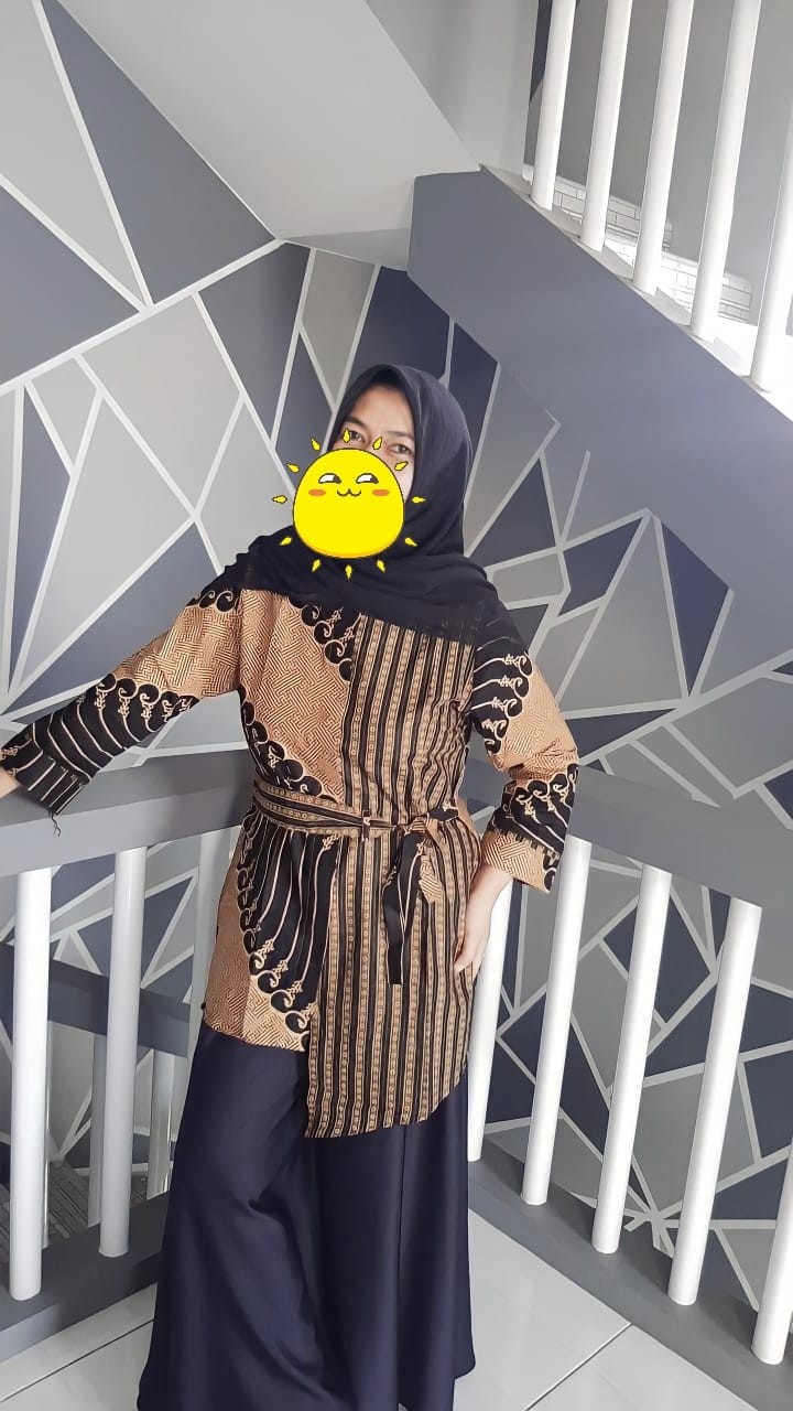 Tey-17 Batik Wanita Asj Sa Hrb026 Kenongo Kemeja Tosca Pendek