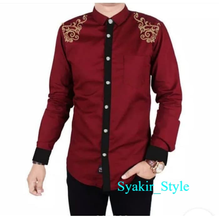 KOKO IRFAN MAROON SC-Baju koko pria katun maroon