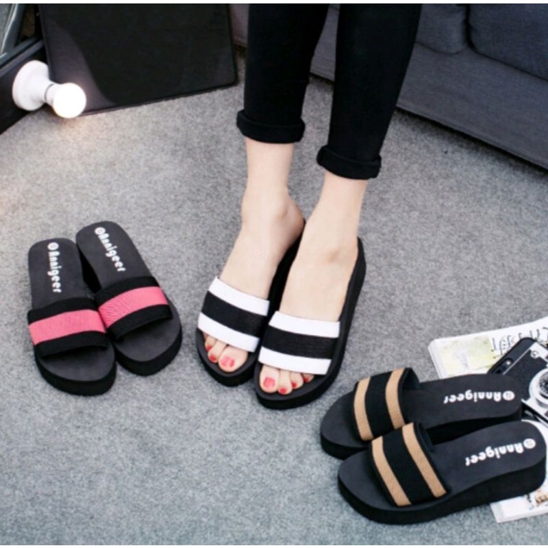 SANDAL WEDGES WANITA KOKOP SALUR