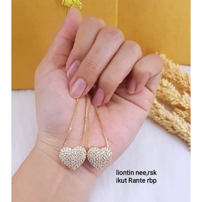 Kalung love vier mewah lapis emas 22,18k, cantik,cocok pesta pernikahan,kado pacar dll