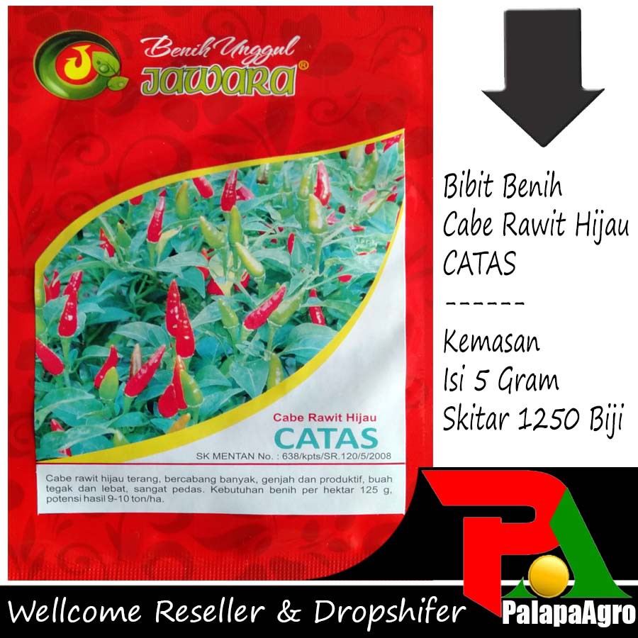 cabe rawit pedas - benih cabe rawit hijau catas 5gram - bibit cabe rawit super unggul