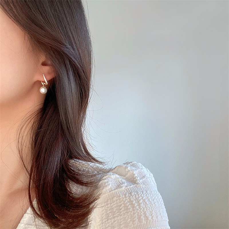 Anting Tusuk Silver S925 Desain Hati Hias Mutiara Gaya Korea Untuk Wanita