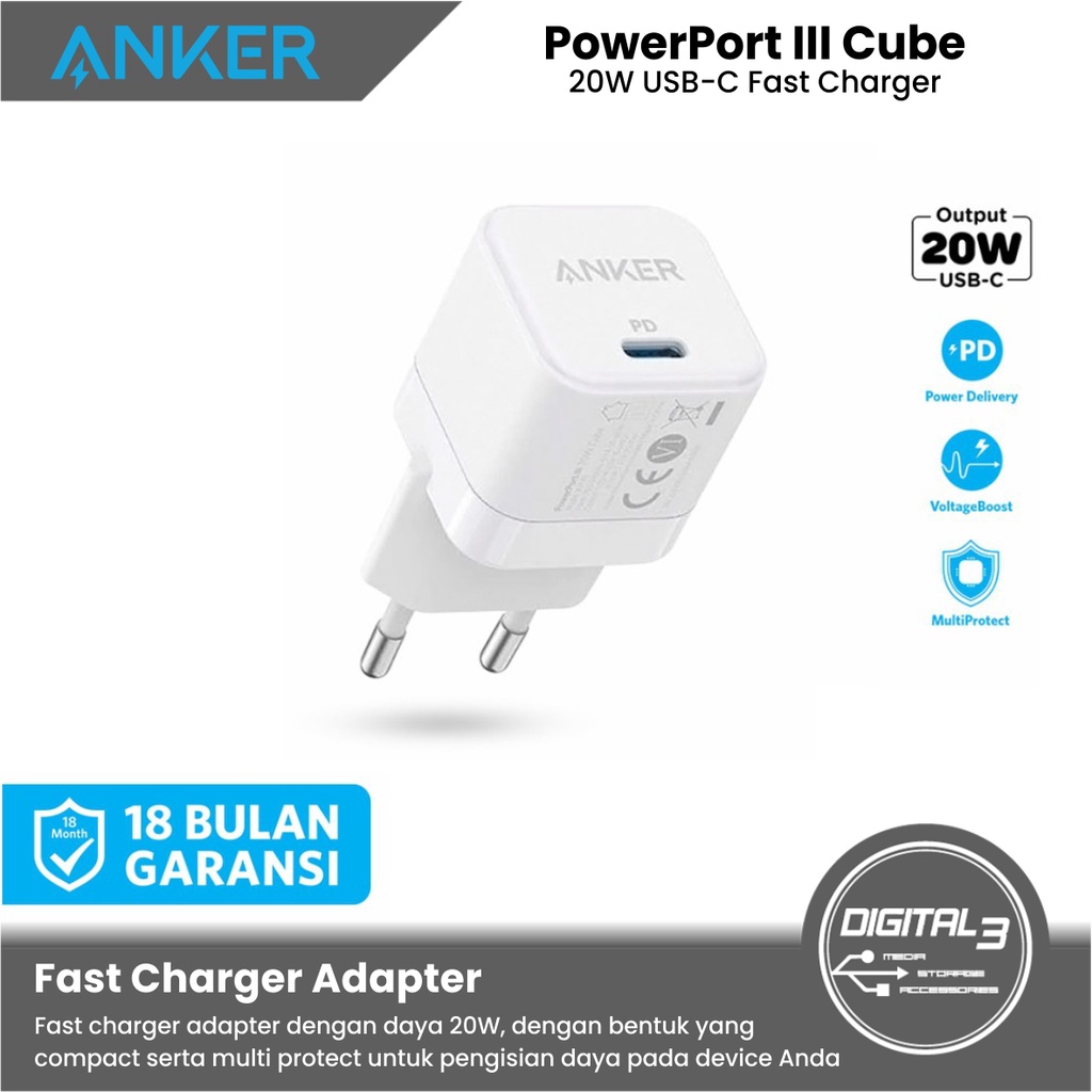 Anker PowerPort III Cube 20W PD USB-C Charger Adapter Iphone A2149