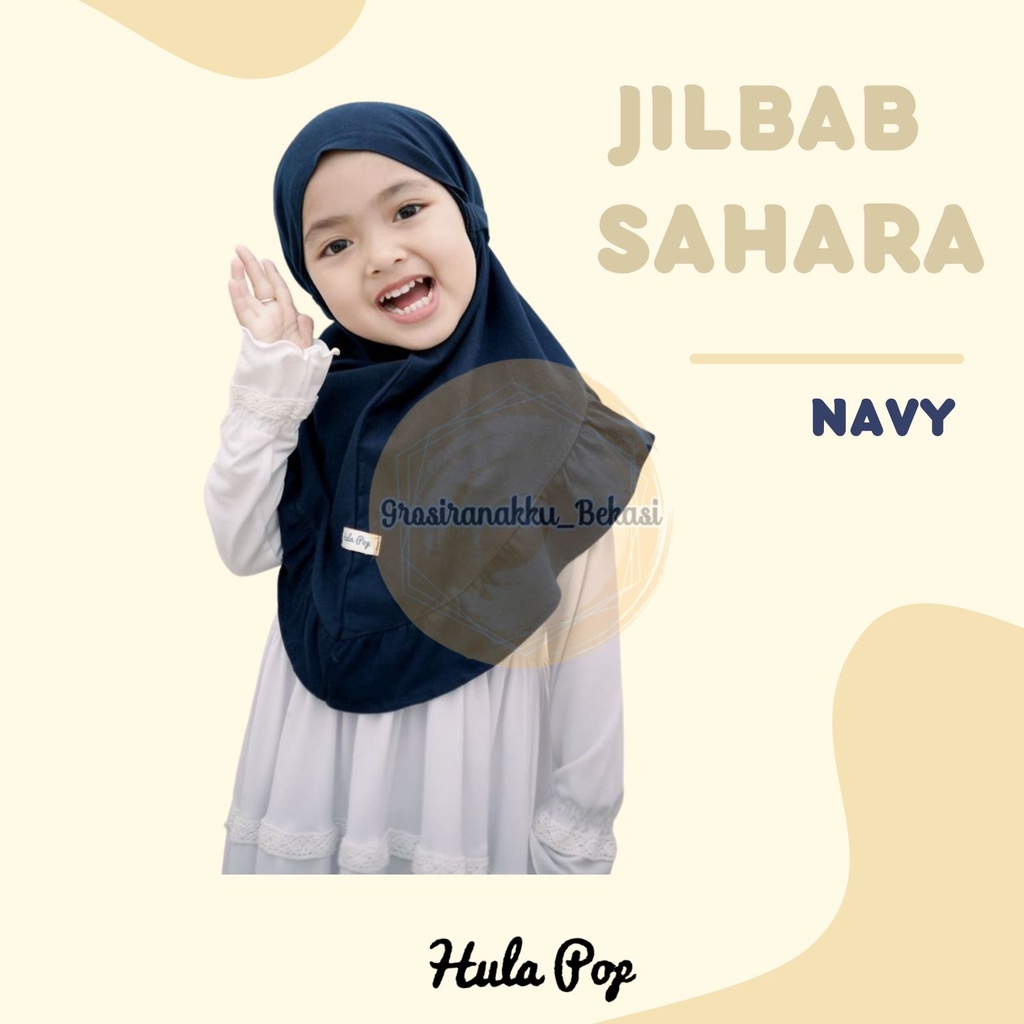 Jilbab Anak Sahara Hullapop Warna Navy Size 1-5thn