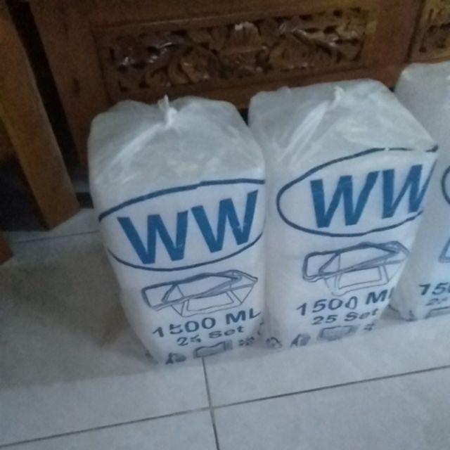 Kotak Makan Bening Persegi  1500ml 25pcs Perpack Harga Grosir Murah Tahan Panas Jakarta