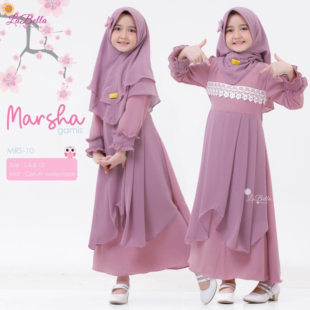MRS 10 Baju Muslim Setelan Gamis Anak Labella Marsha Purple