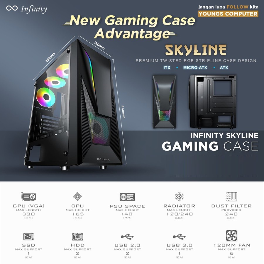 GAMING CASE INFINITY SKYLINE | ATX | Tempered | RGB Stripline