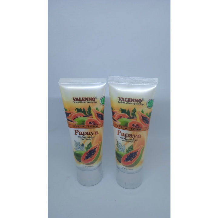 Valenno Facial Foam 40ml Perfect Clean Lightening With Papaya Extract Mengangkat Sel Kulit Mati