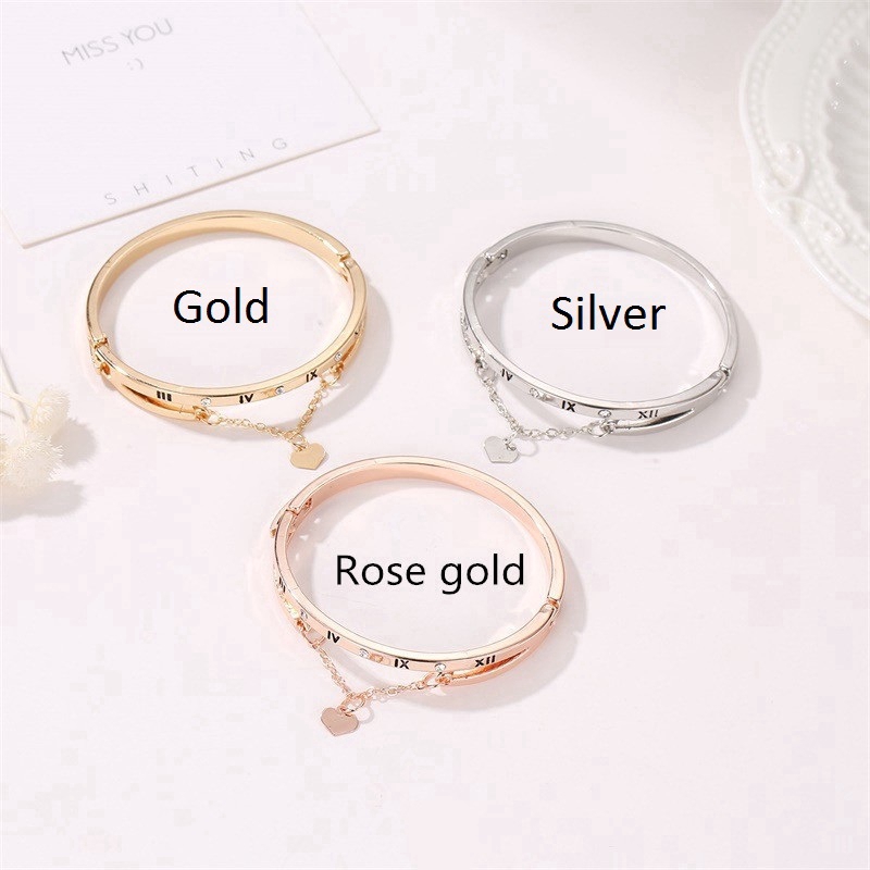 Gelang Wanita Rumbai Elegant Romawi Kristal Bangle Titanium Anti Karat Korea Perhiasan Aksesoris