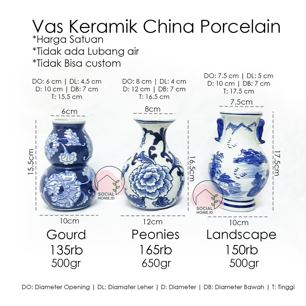 Jual Vas Bunga Keramik Porcelain China Putih Vas Imlek Cny Gourd